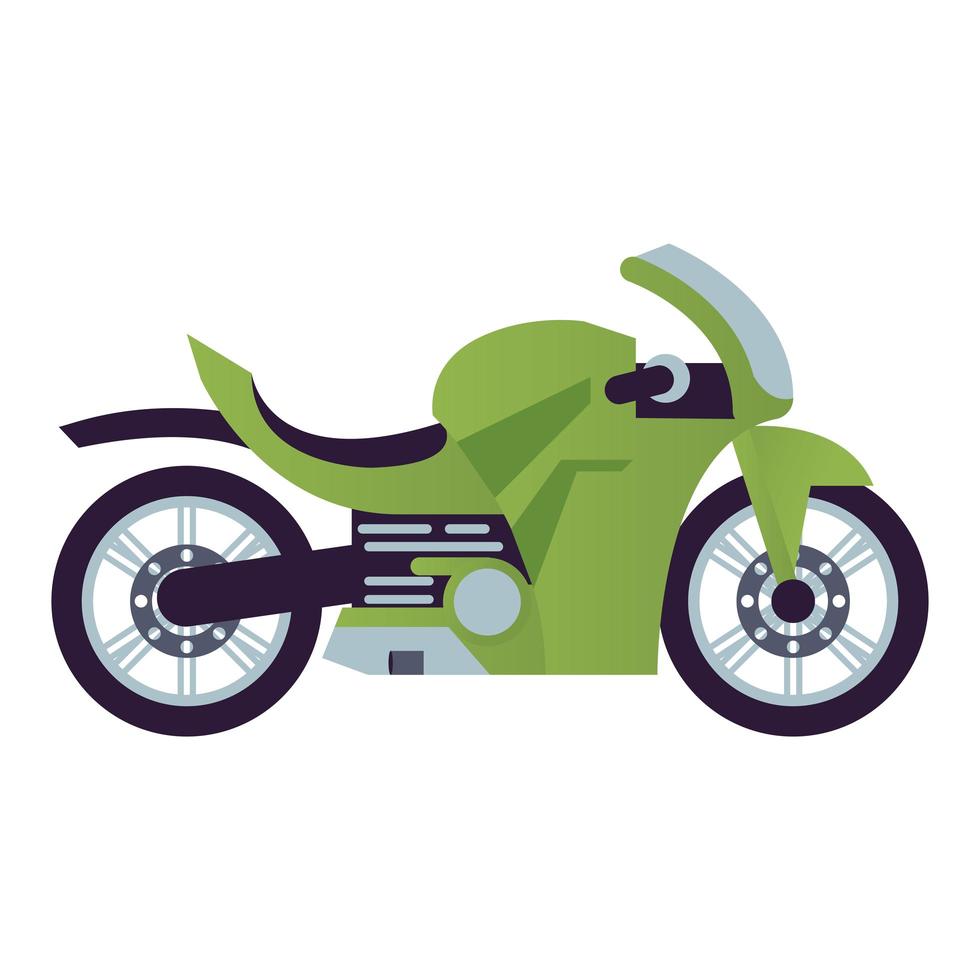 icono de vehículo de estilo de motocicleta de carrera verde vector