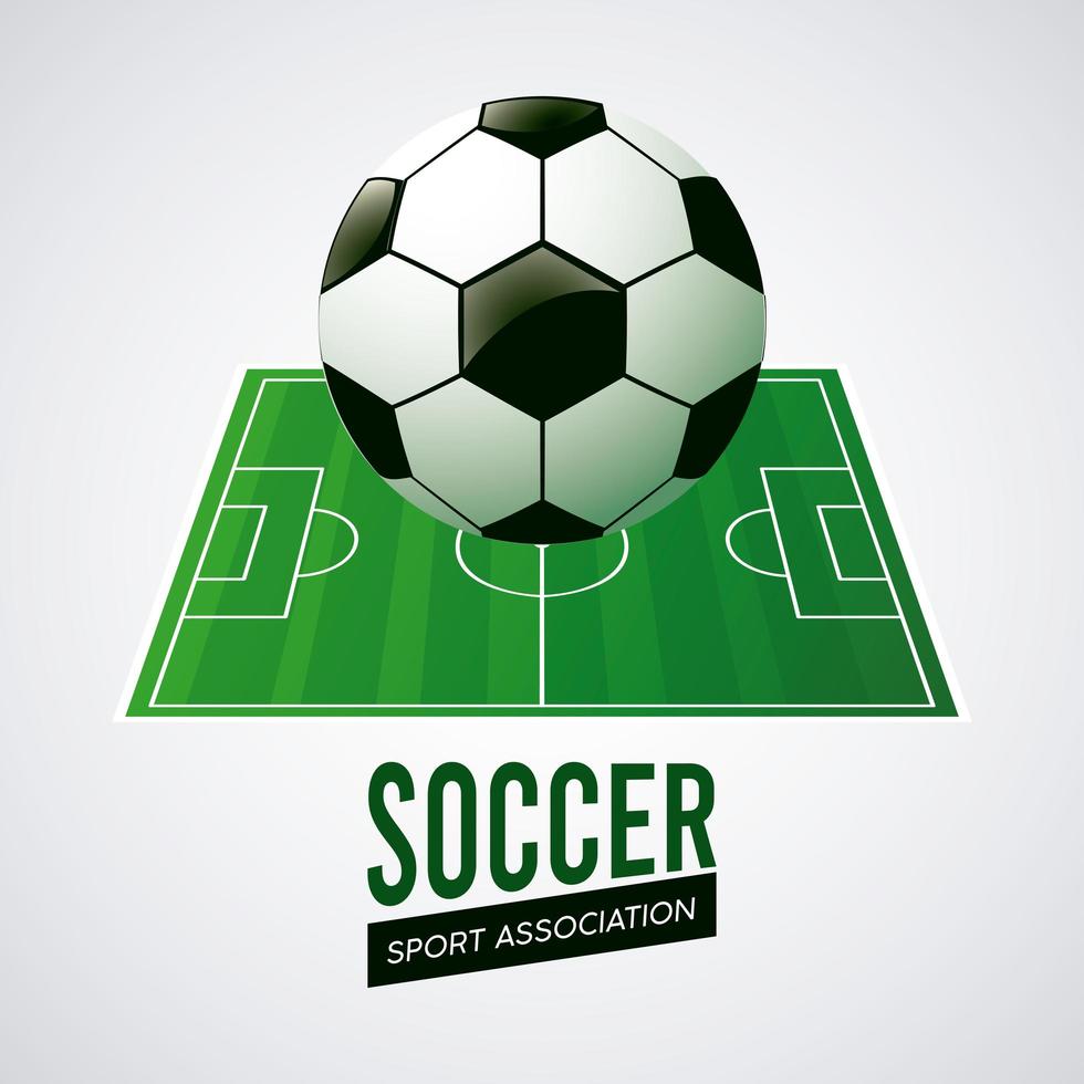 soccer league sport poster with ball on field vector