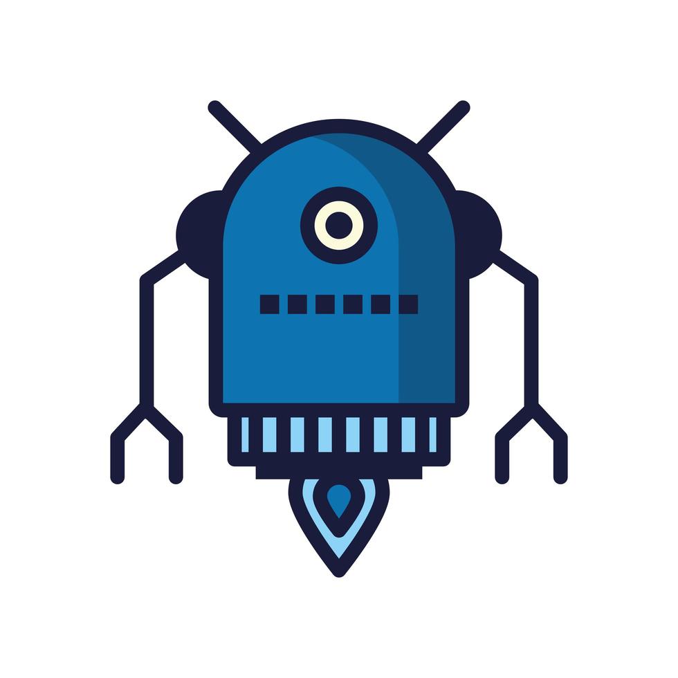 robot flotante cyborg icono aislado vector