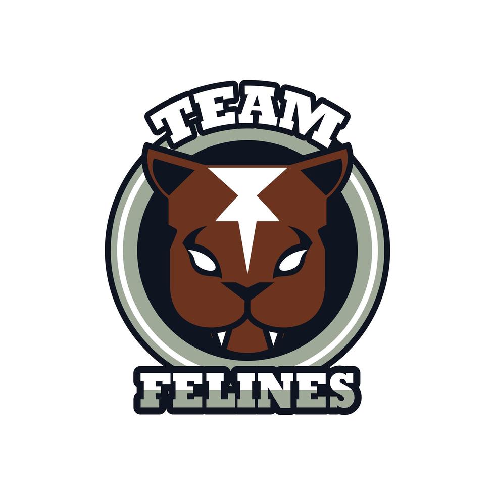 panther head animal emblem icon with team felines lettering vector