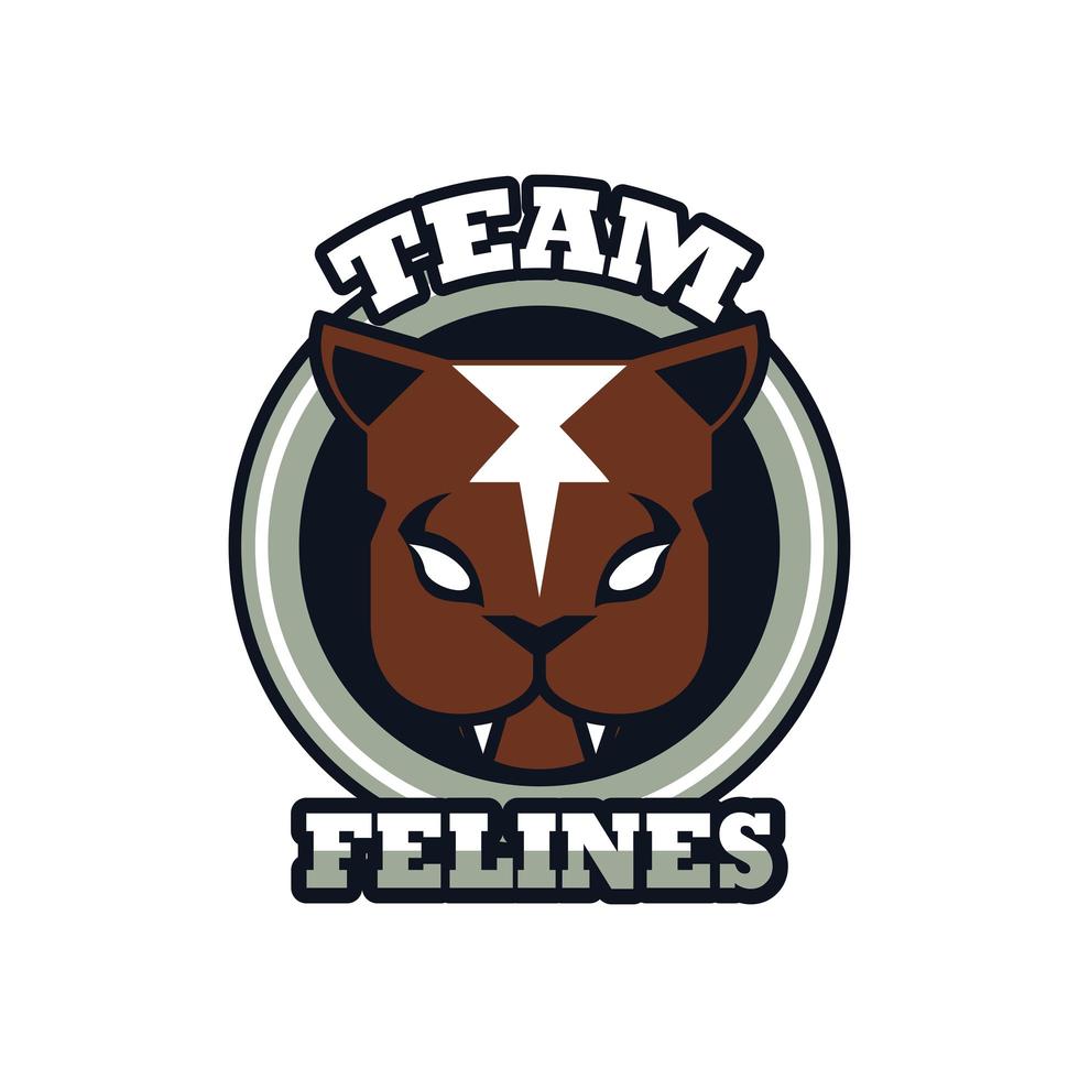 Icono de emblema animal de cabeza de pantera con letras de felinos del equipo vector