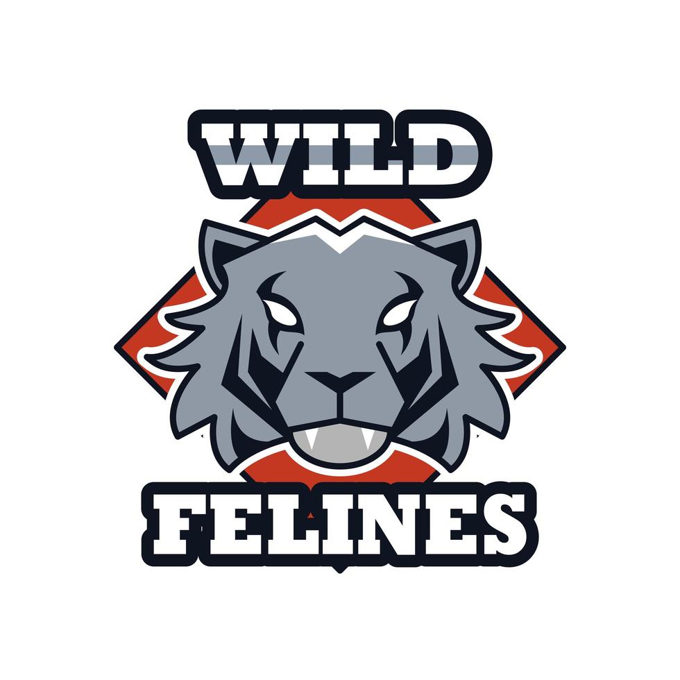 tiger head animal emblem icon with team felines lettering vector