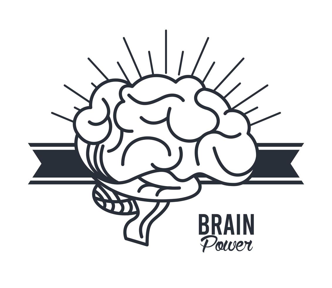 brain power in ribbon frame vector