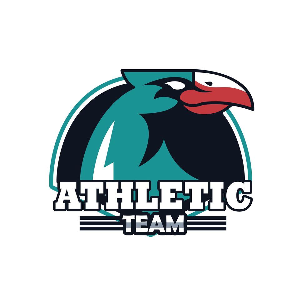 eagle head animal emblem icon with athletic team lettering vector