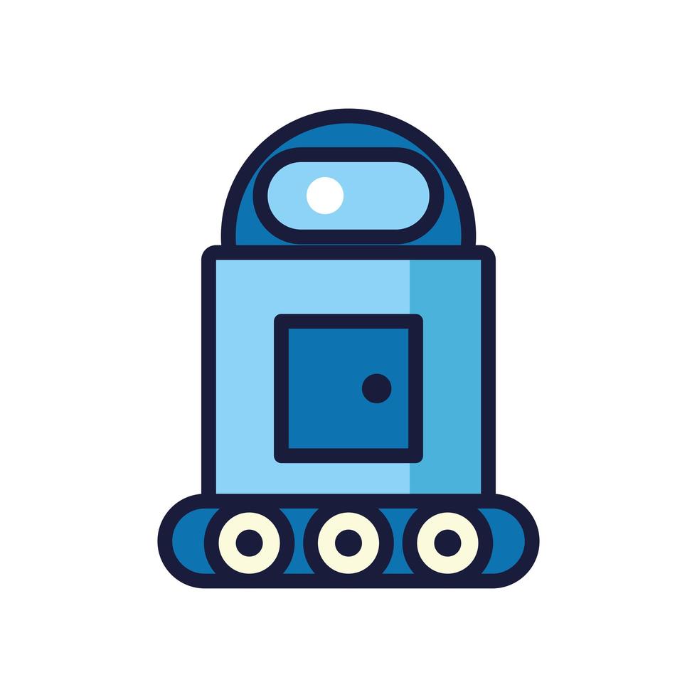 robot with wheels cyborg isolated icon vector