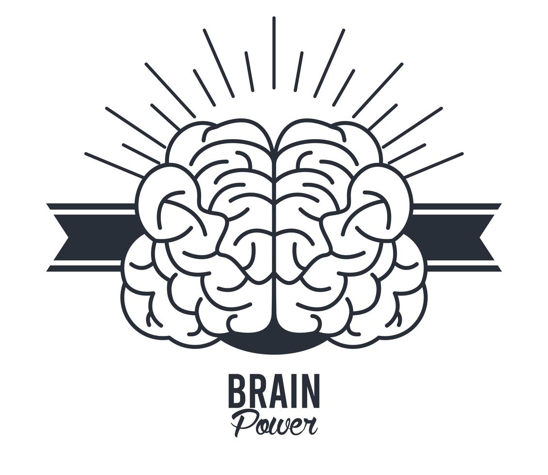 brain power frame with ribbon vector