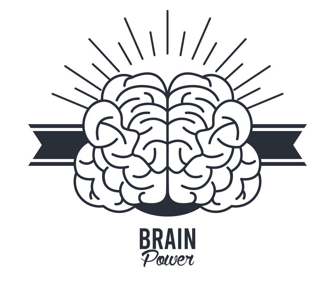 brain power frame with ribbon vector