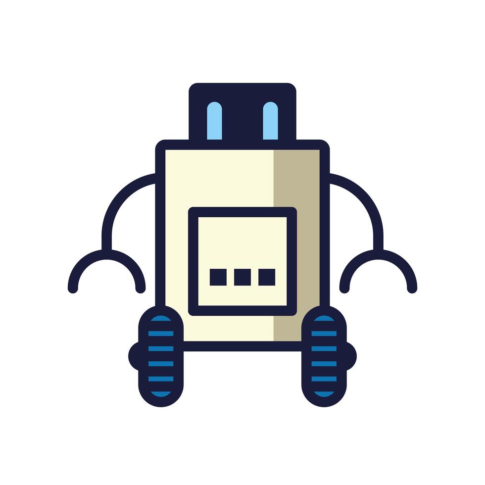 robot with wheels cyborg isolated icon vector