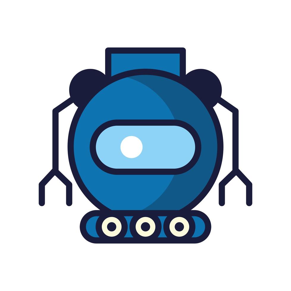 robot with wheels cyborg isolated icon vector