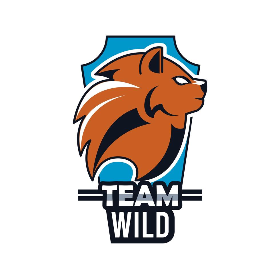 lion profile head animal emblem icon with team wild lettering vector