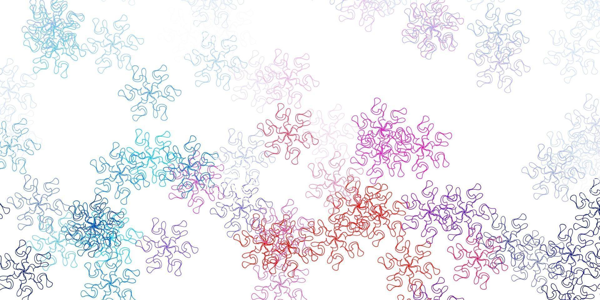 Light blue, red vector doodle texture with flowers.