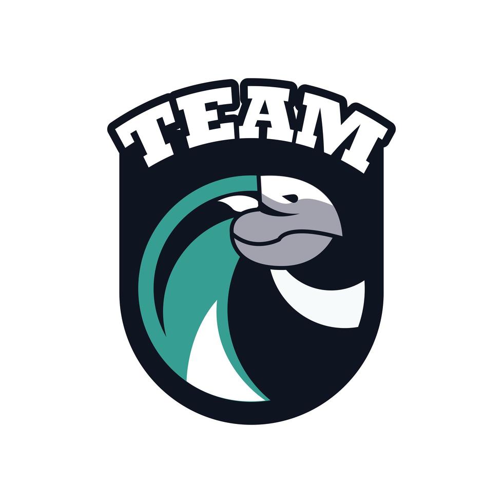 hawk head animal emblem icon with team lettering vector