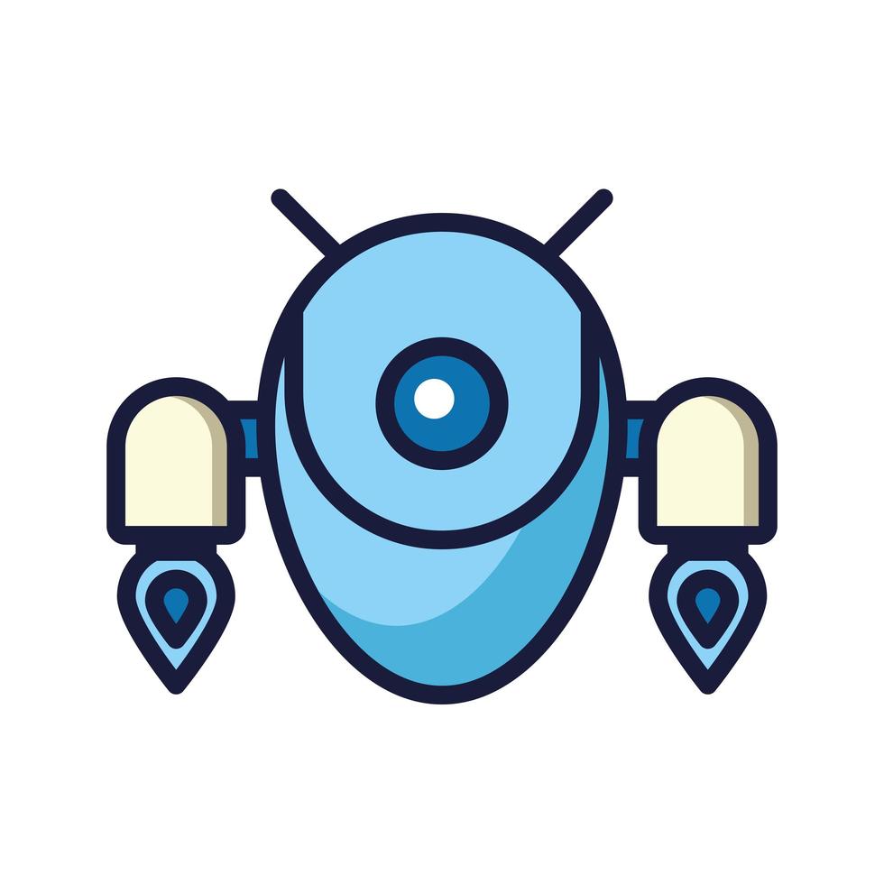 robot floating cyborg isolated icon vector