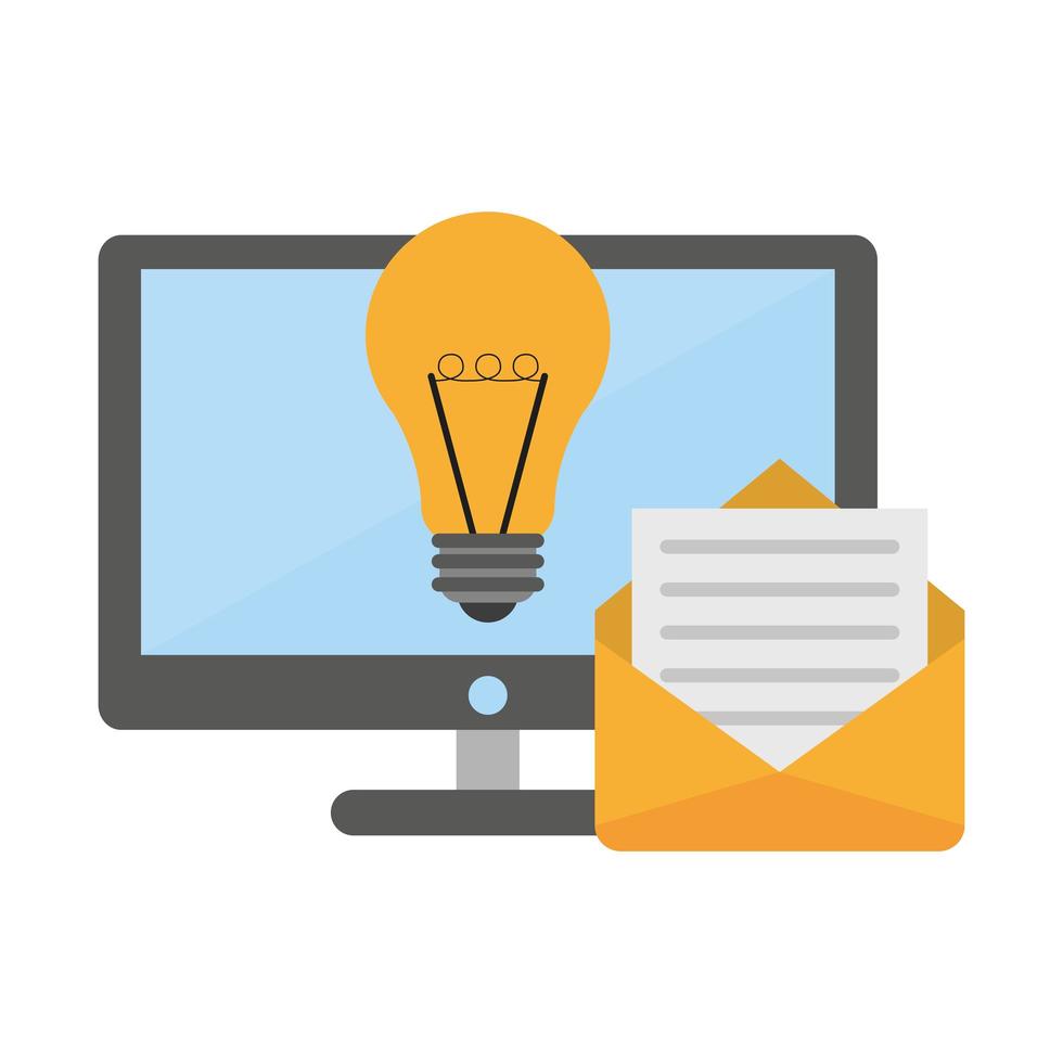 lightbulb, mail, and computer vector