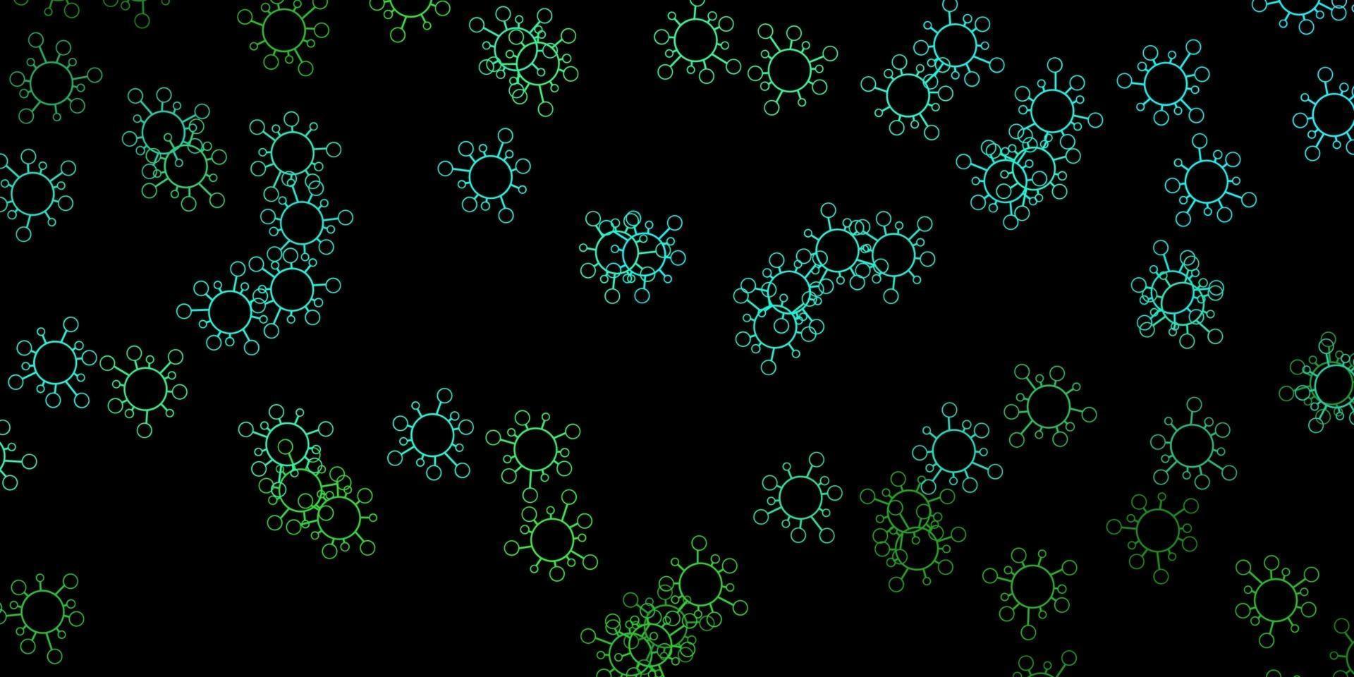 Patrón de vector verde oscuro con elementos de coronavirus.