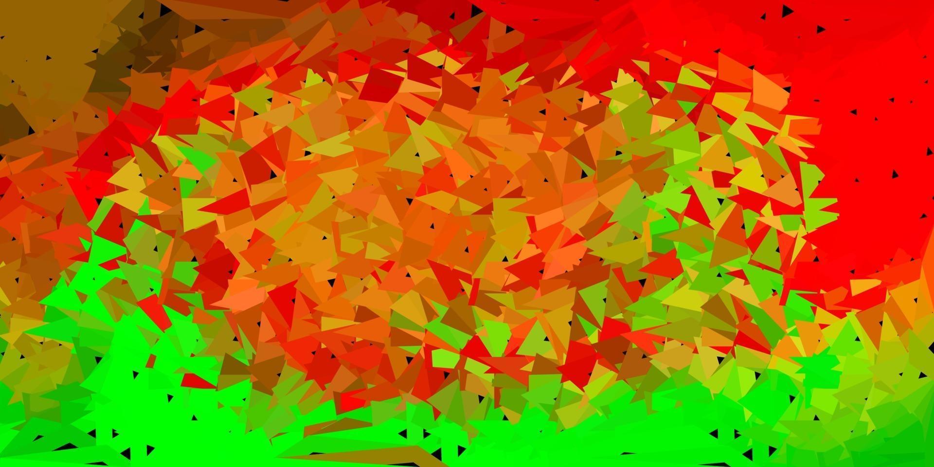 Light green, red vector abstract triangle background.