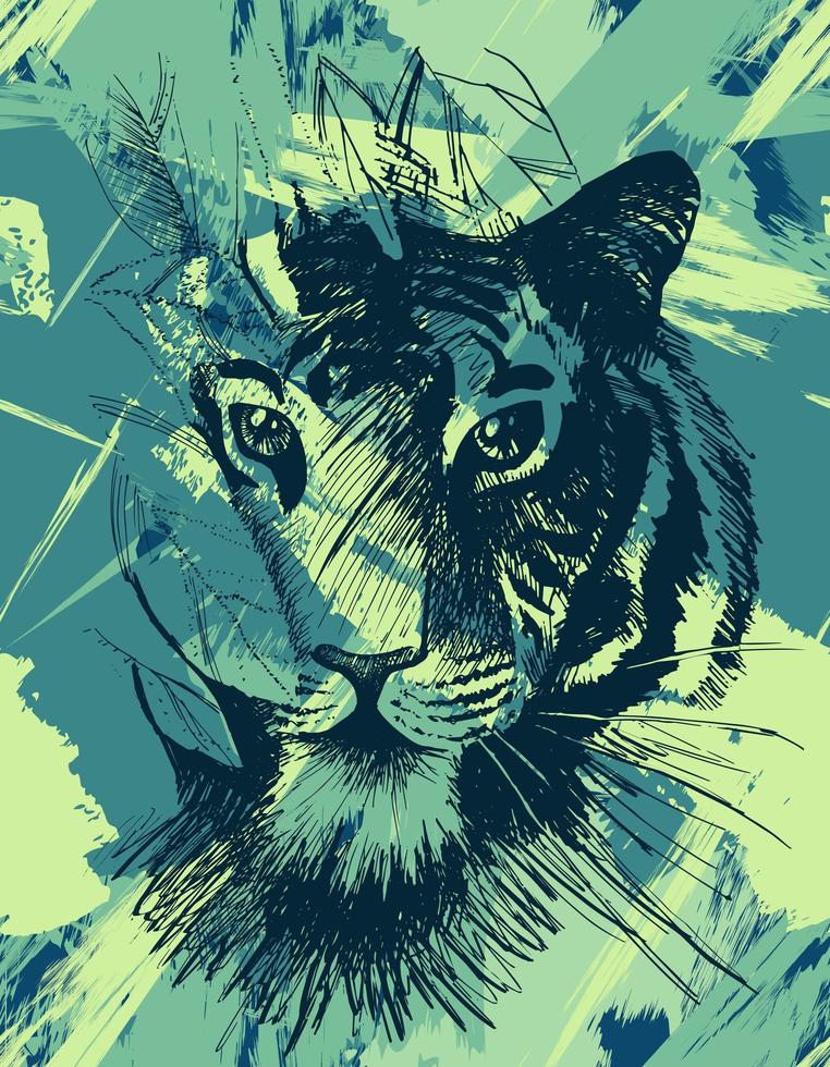 Grunge wild tiger vector