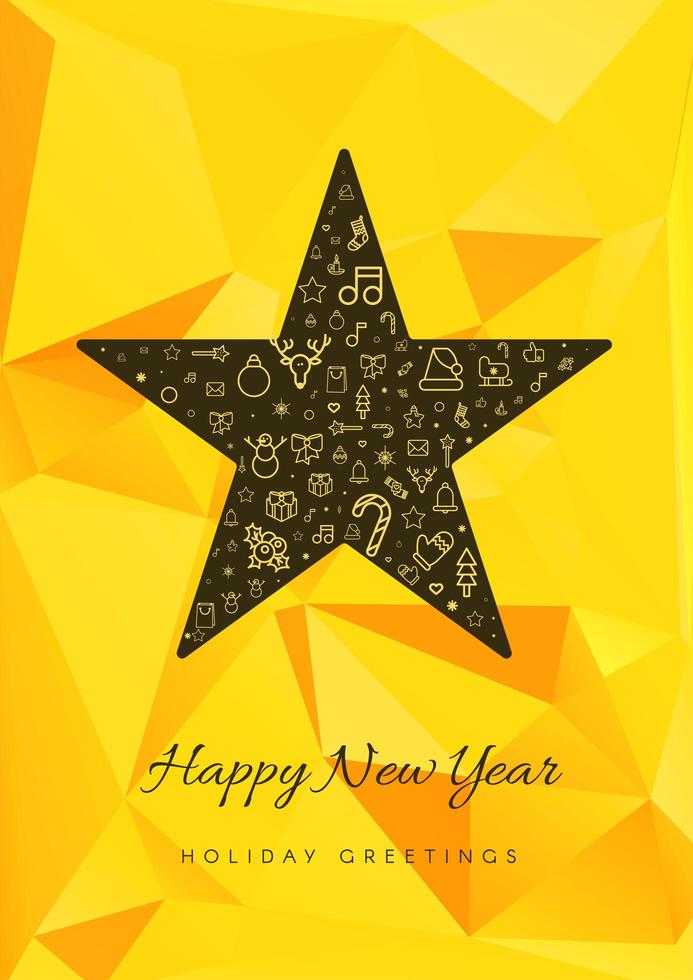 Happy New Year greeting card vector template