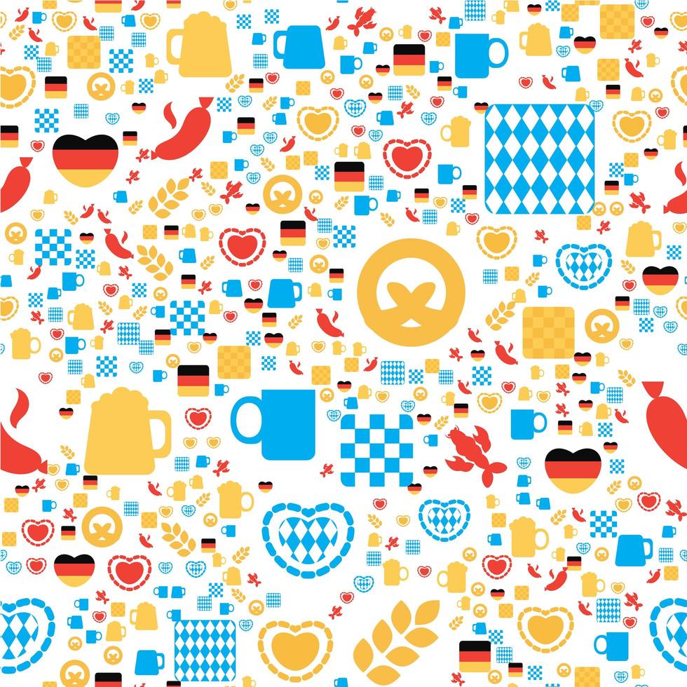 Oktoberfest Seamless Pattern With Drink and Food vector