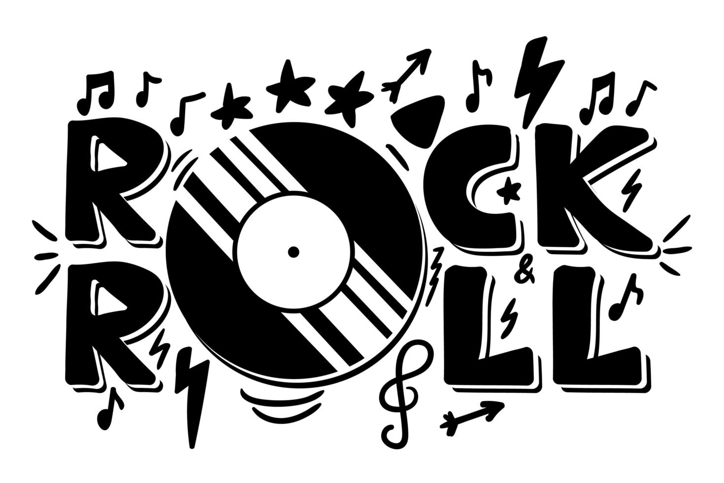 letras de rock and roll para camiseta, pegatina, estampado, tela, tela vector