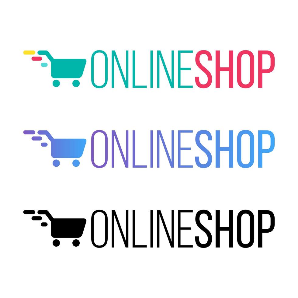 Online shop color vector lettering