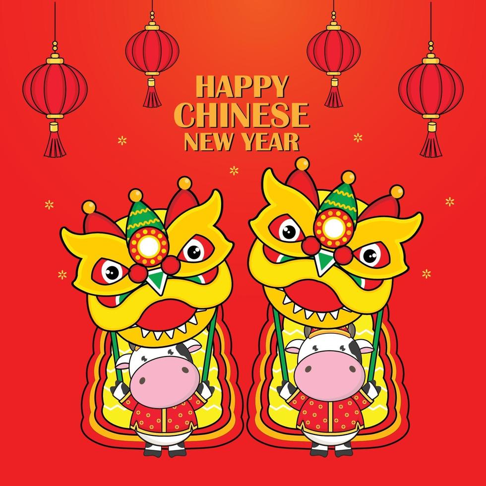 Happy Chinese new year 2021 year of the ox. vector