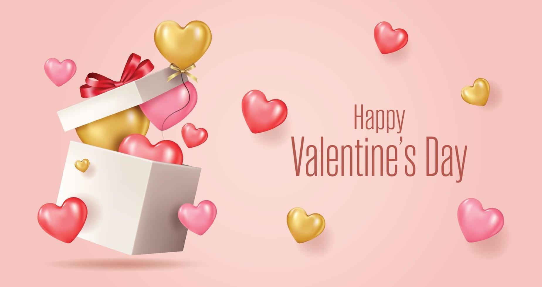 Happy valentines day vector banner greeting card with valentine elements