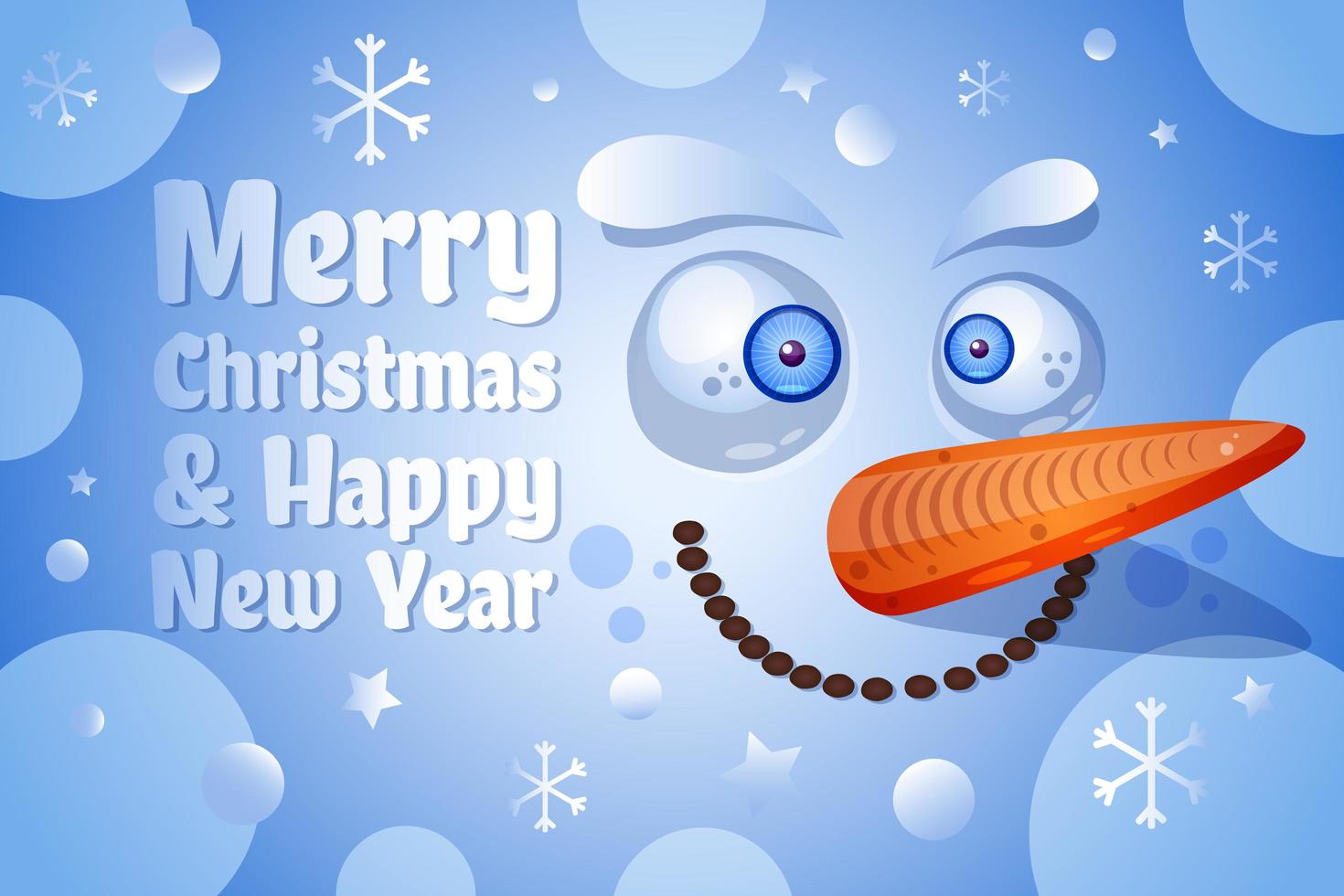 Merry Christmas and Happy New Year greeting card vector template