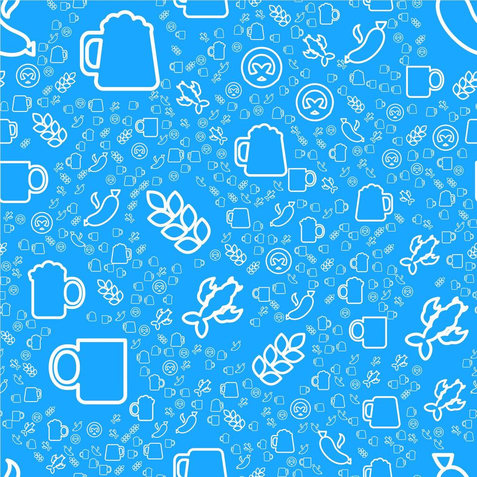 Oktoberfest Seamless Pattern With Drink and Food vector