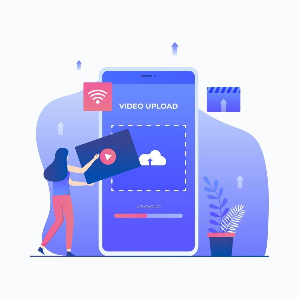 concepto de carga de video de ilustración plana vector