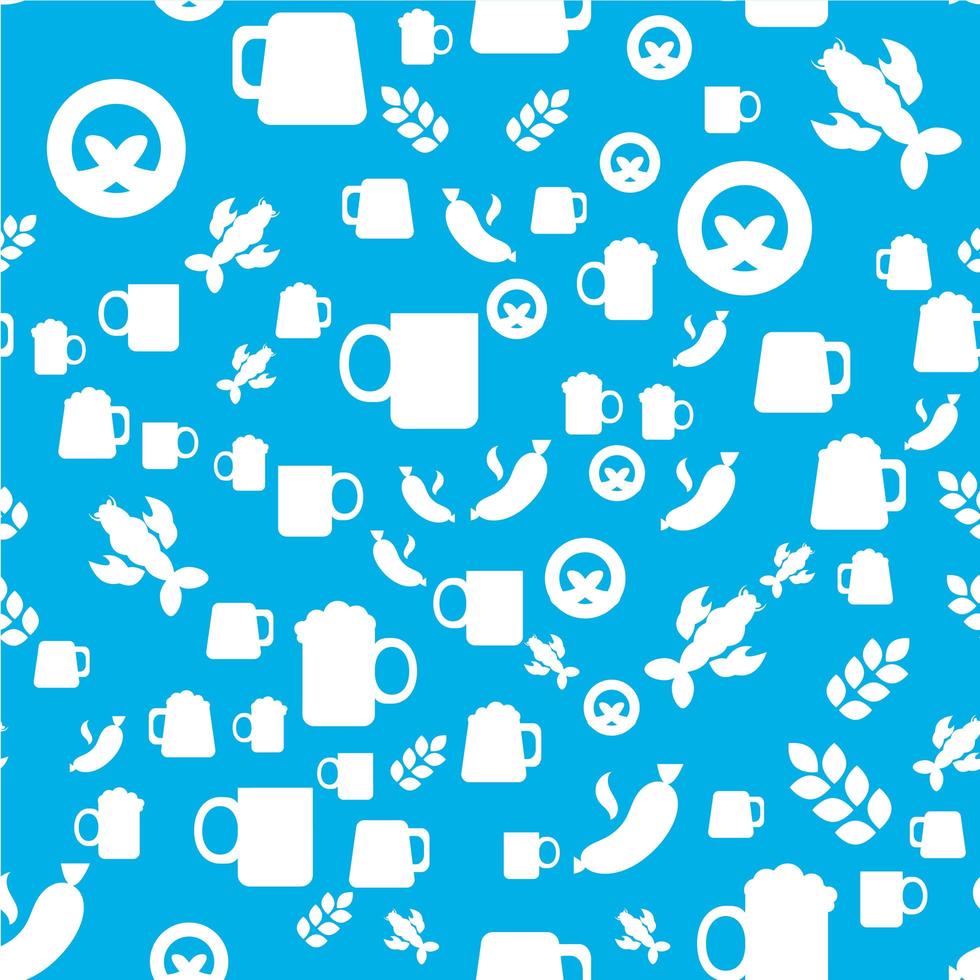 Oktoberfest Seamless Pattern With Drink and Food vector