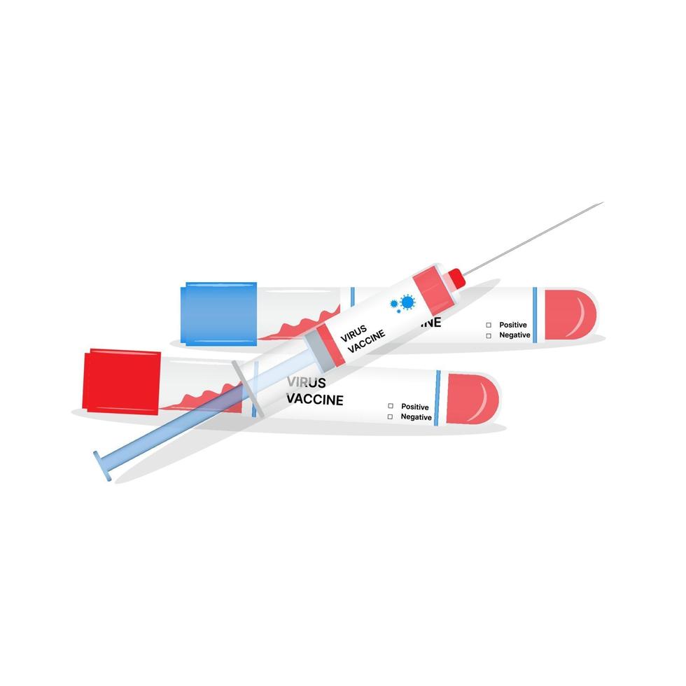 vector vial y jeringa de vacuna. concepto de coronavirus covid-19