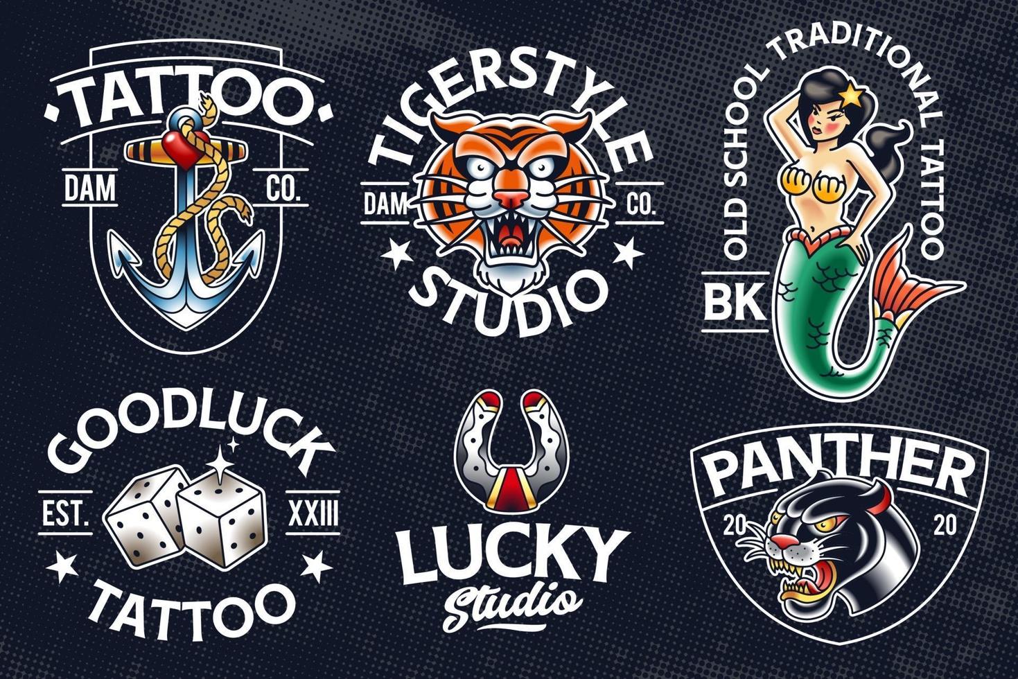 Old School Tattoo Vector Emblems