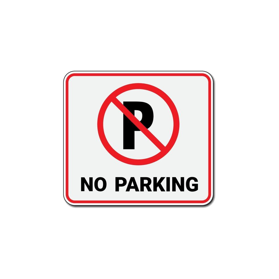 Ninguna señal de estacionamiento o señal de prohibición de estacionamiento de tráfico aislado sobre fondo blanco. vector