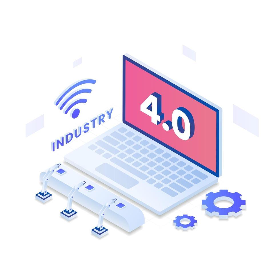 concepto de ilustración isométrica de vector de industria 4.0