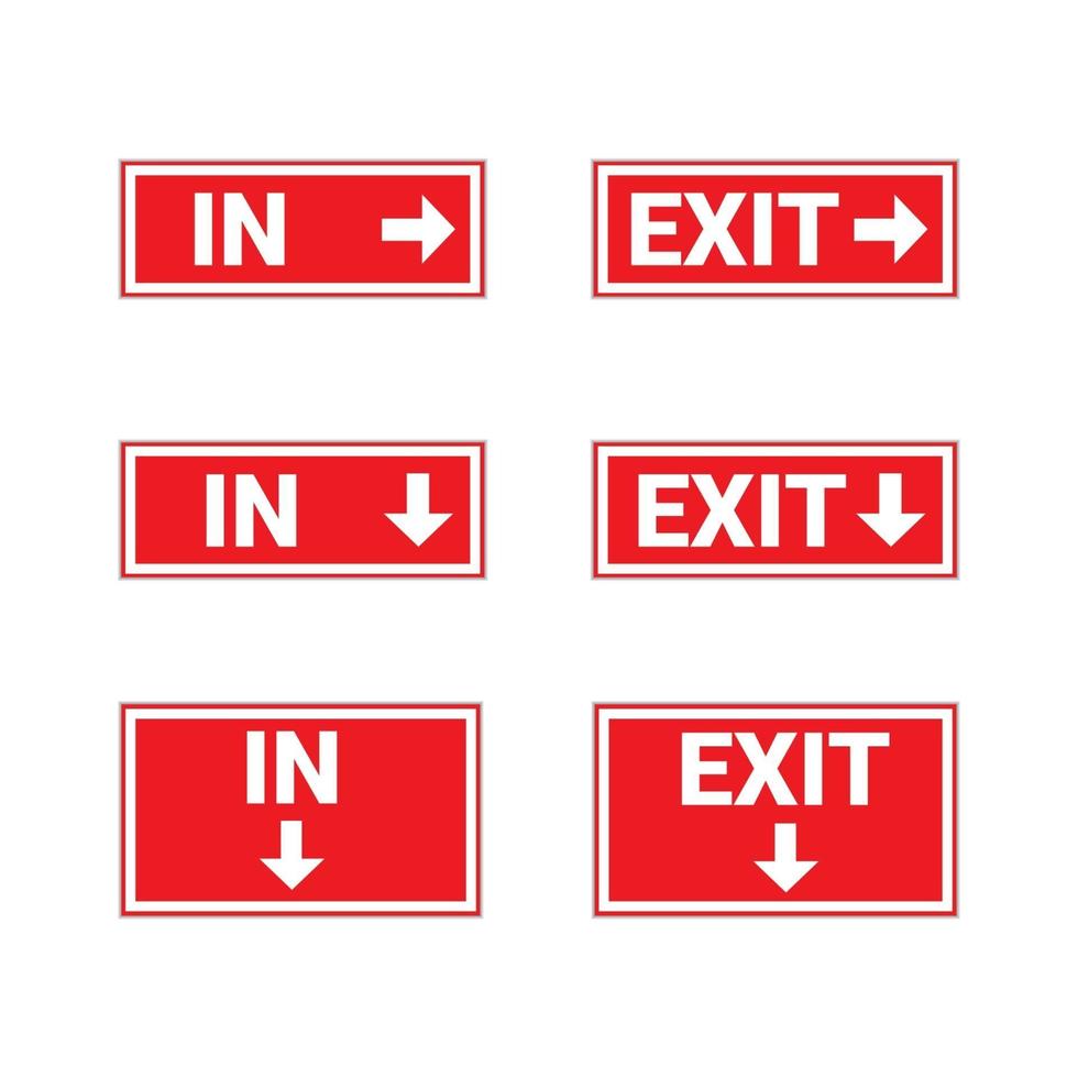 Sign in and exit used for directions in and out of the door or building vector