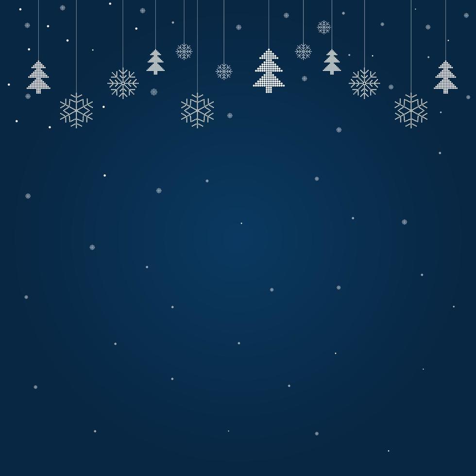 Merry Christmas and Happy Holidays greeting card with blue background and snowflakes vector