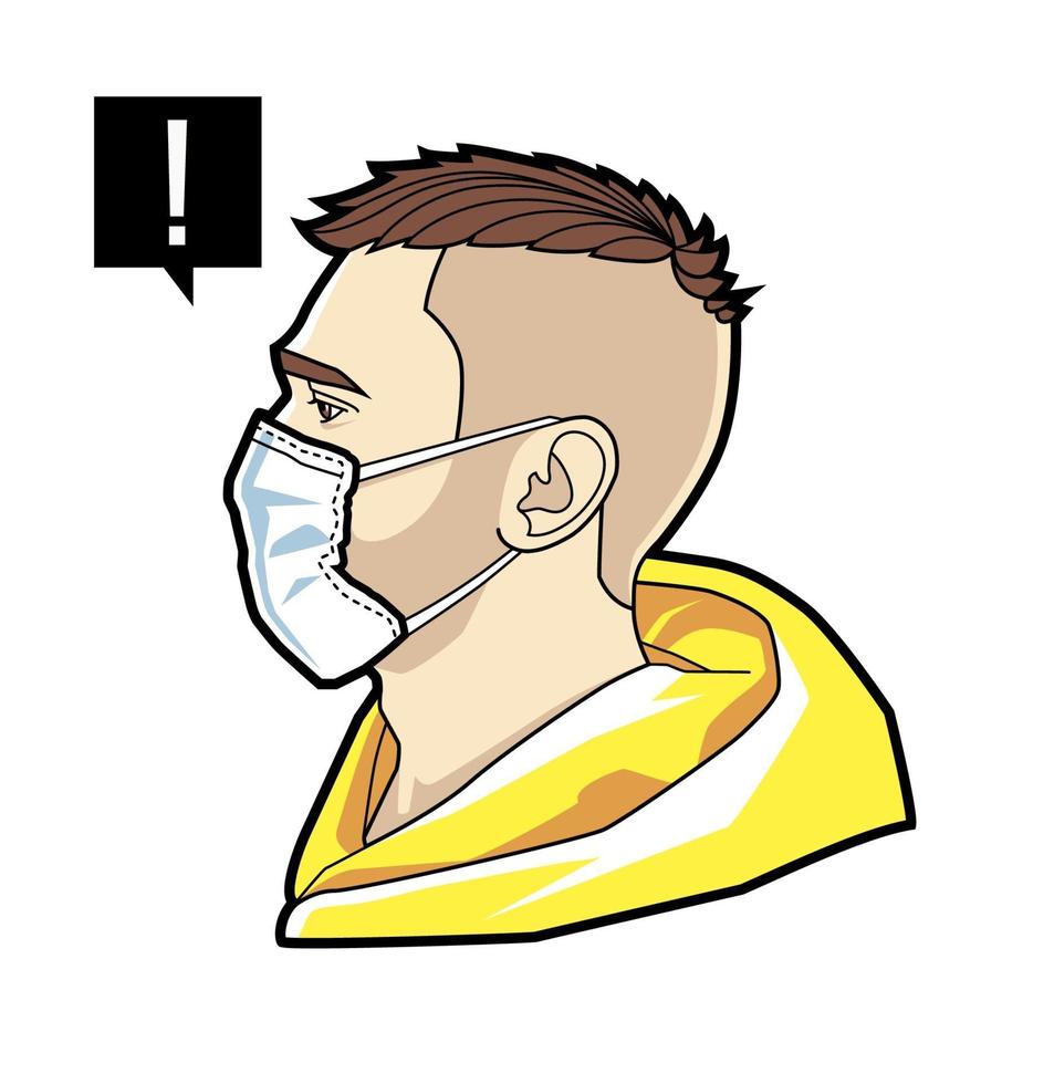 Man face in respiratory mask vector