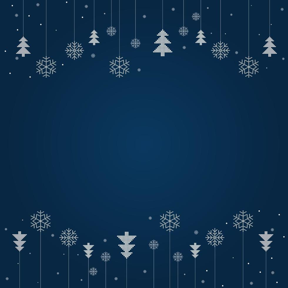 Merry Christmas and Happy Holidays greeting card with blue background and snowflakes vector