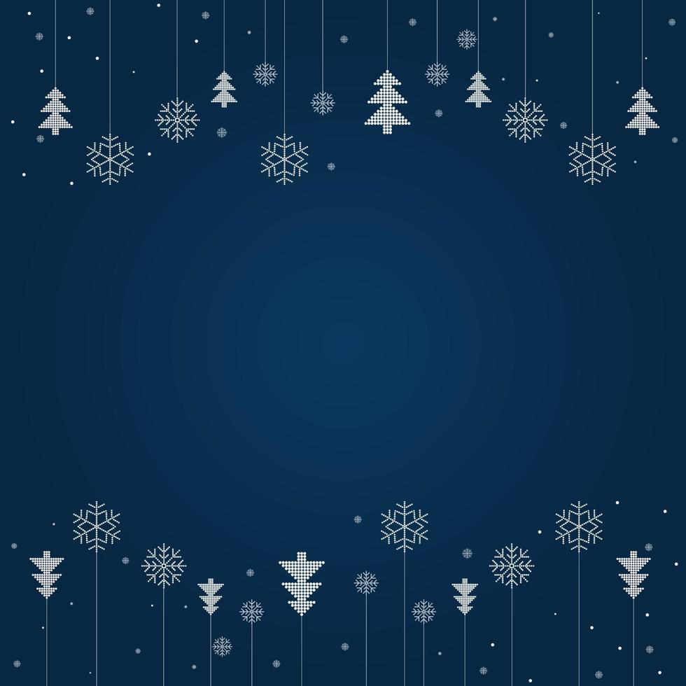 feliz navidad y felices fiestas tarjeta de felicitación con fondo azul y copos de nieve vector