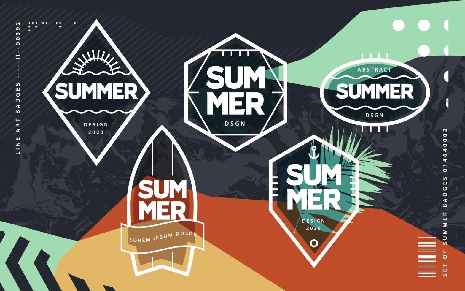 Line Art Geometric Summer Emblems Set vector