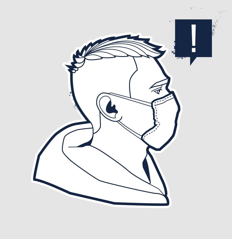 Man face in respiratory mask vector