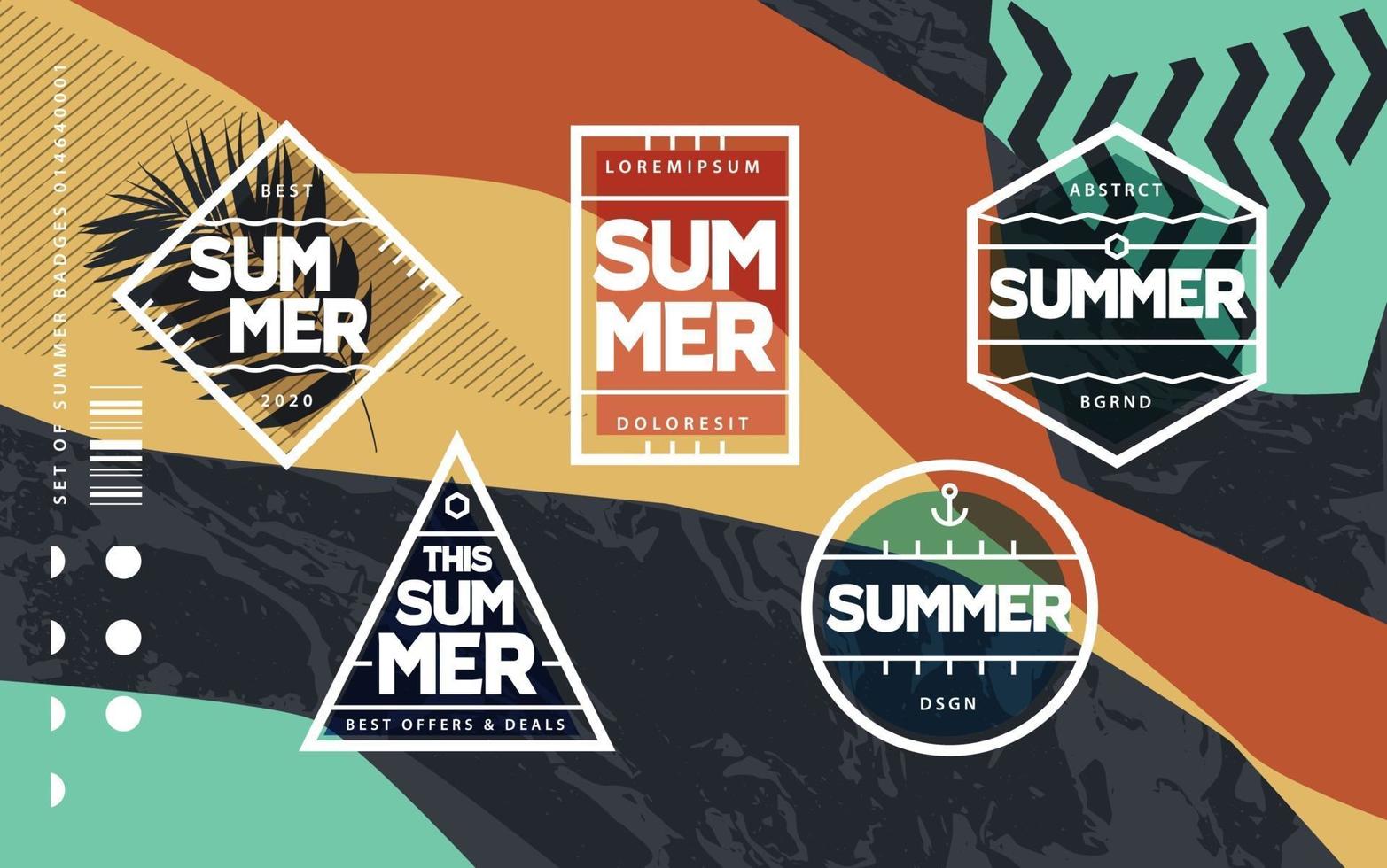 Line Art Geometric Summer Emblems Set vector