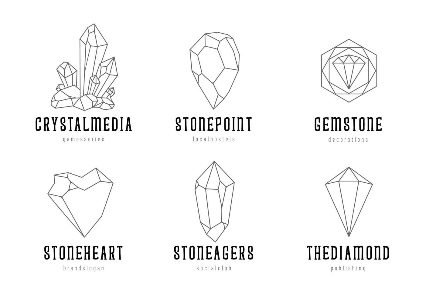 Crystals Logo Templates Vector Set