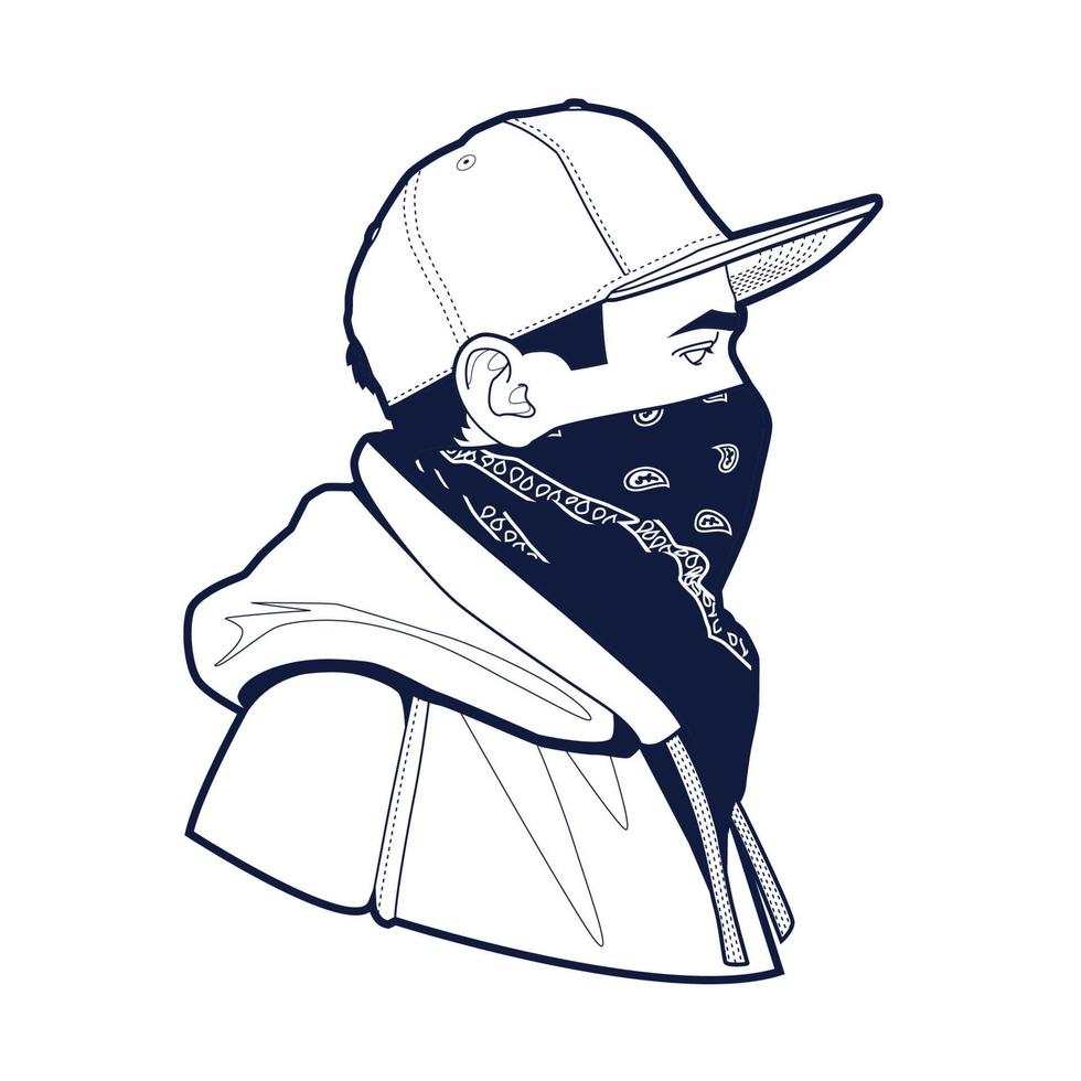 hombre en gorra y pañuelo arte vectorial vector