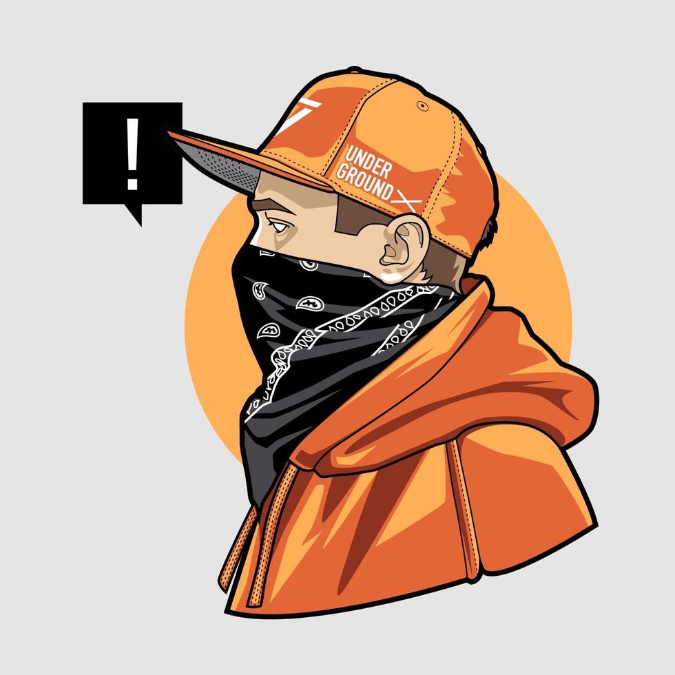 hombre en gorra y pañuelo arte vectorial vector