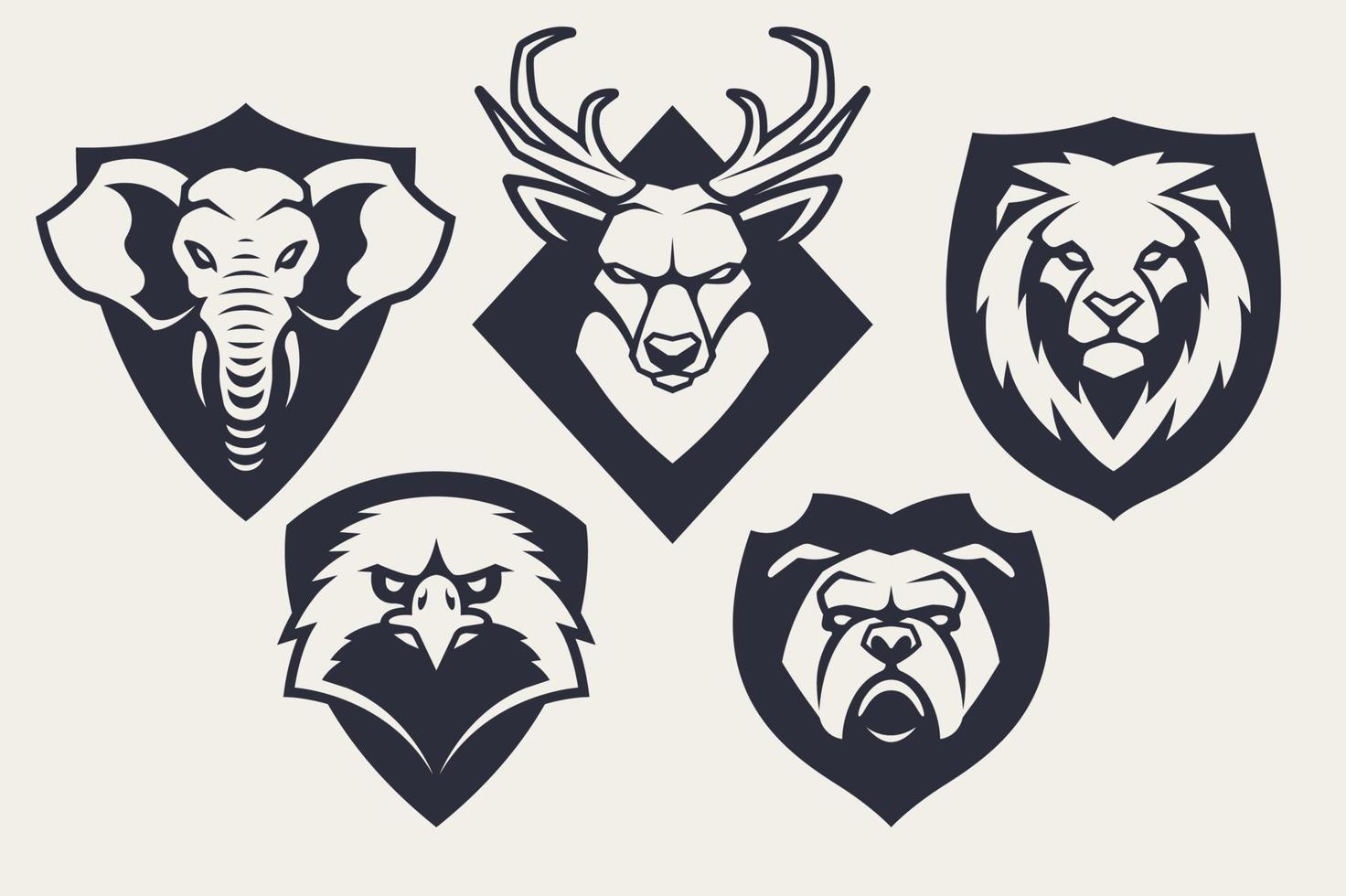 Mascot Animals Emblems Vector Set