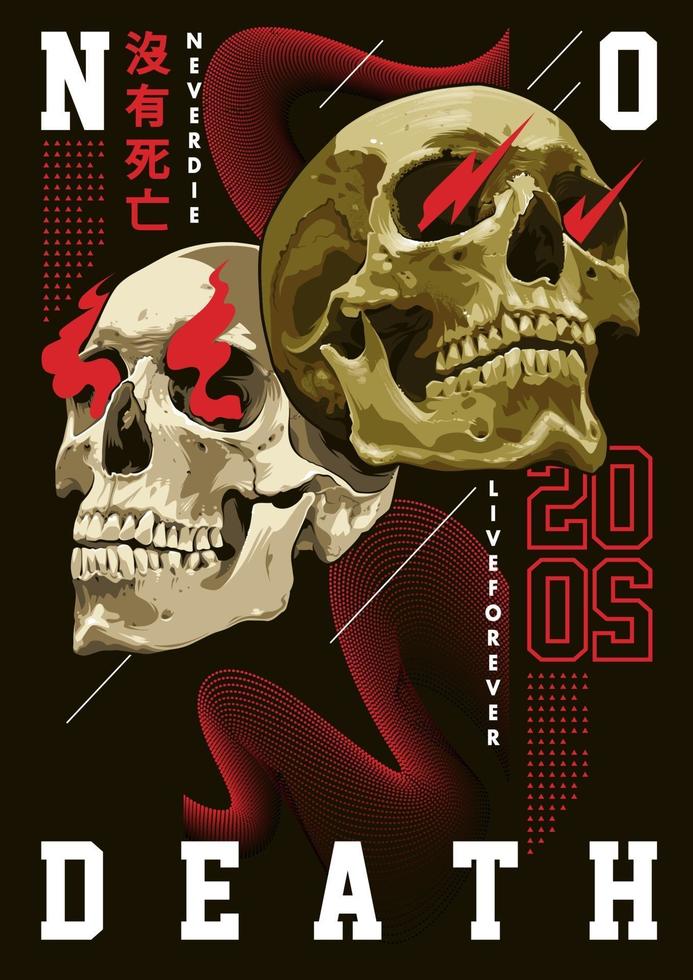 Mixed Art of Skulls with Abstract Shapes vector