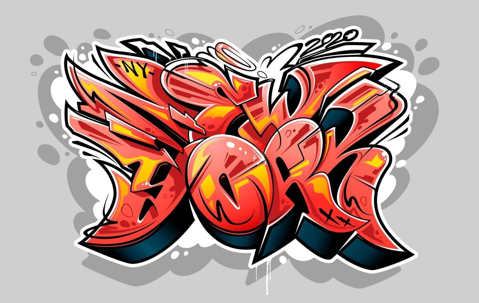 letras de estilo salvaje de graffiti de nueva york vector