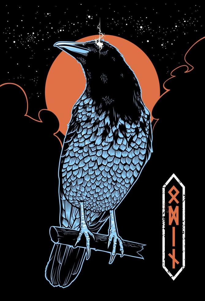 Ilustración de vector de cuervo místico